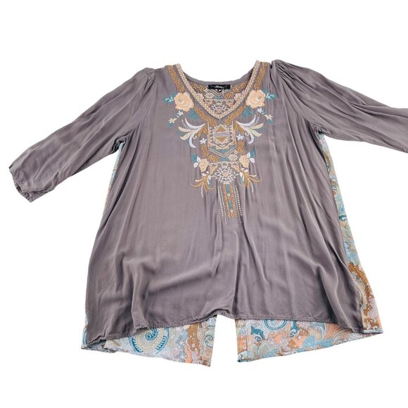 Andrée By Unit Womens Embroidered Boho Tunic Top M - Picture 1 of 5